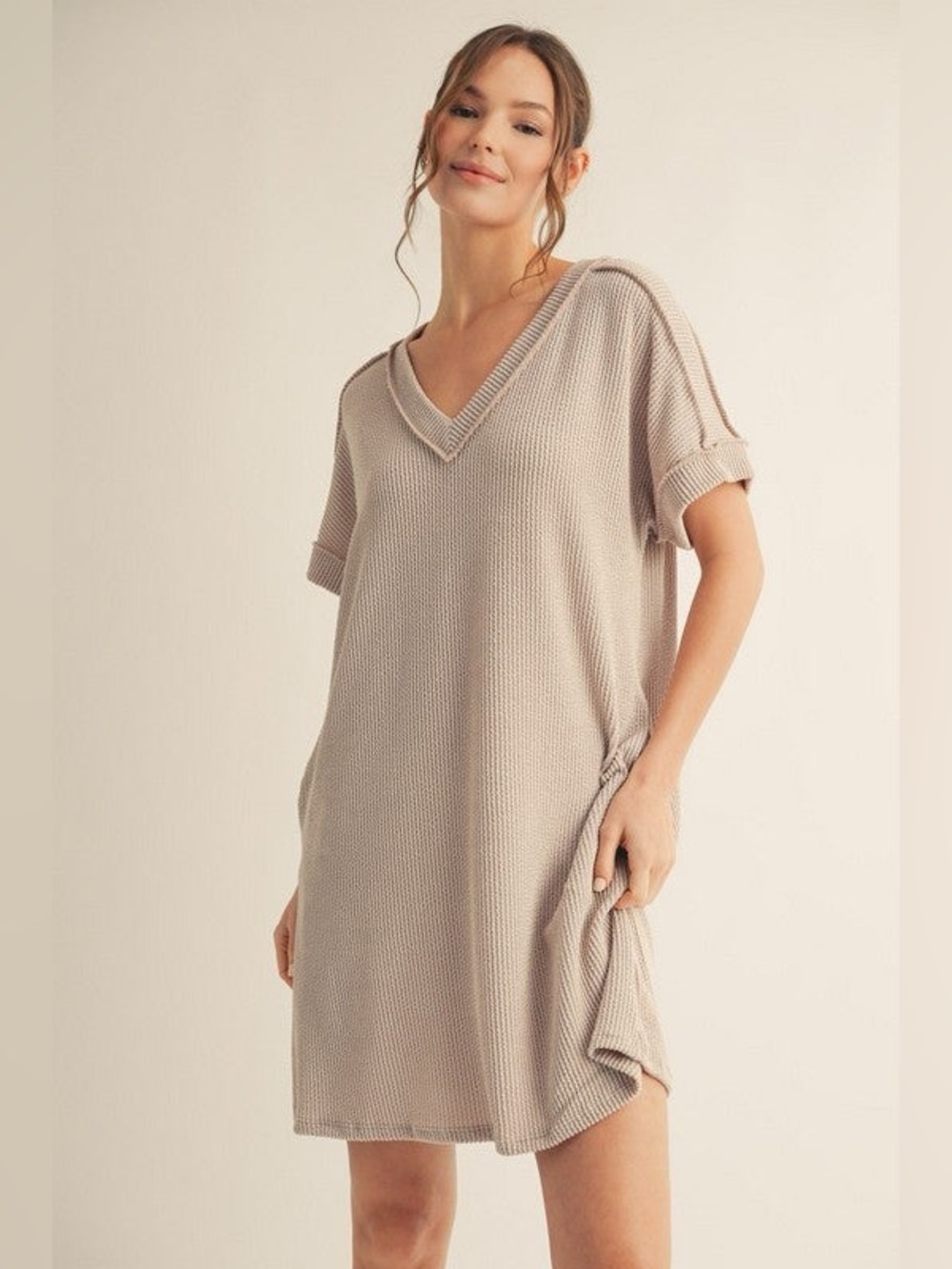 NWT Boutique Heimish USA Oatmeal Ribbed Dress With Pockets Size 1X